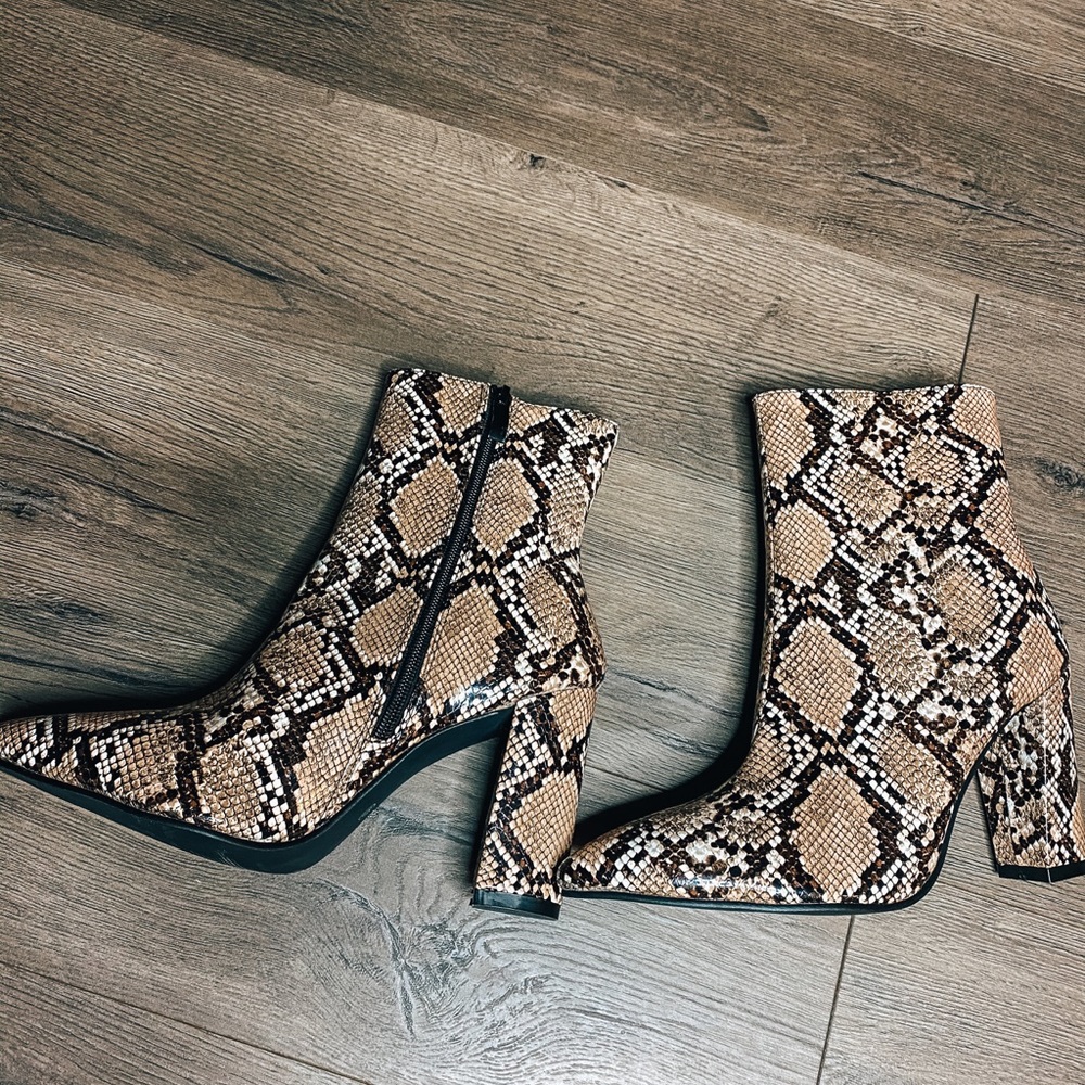 Snake-Print Booties